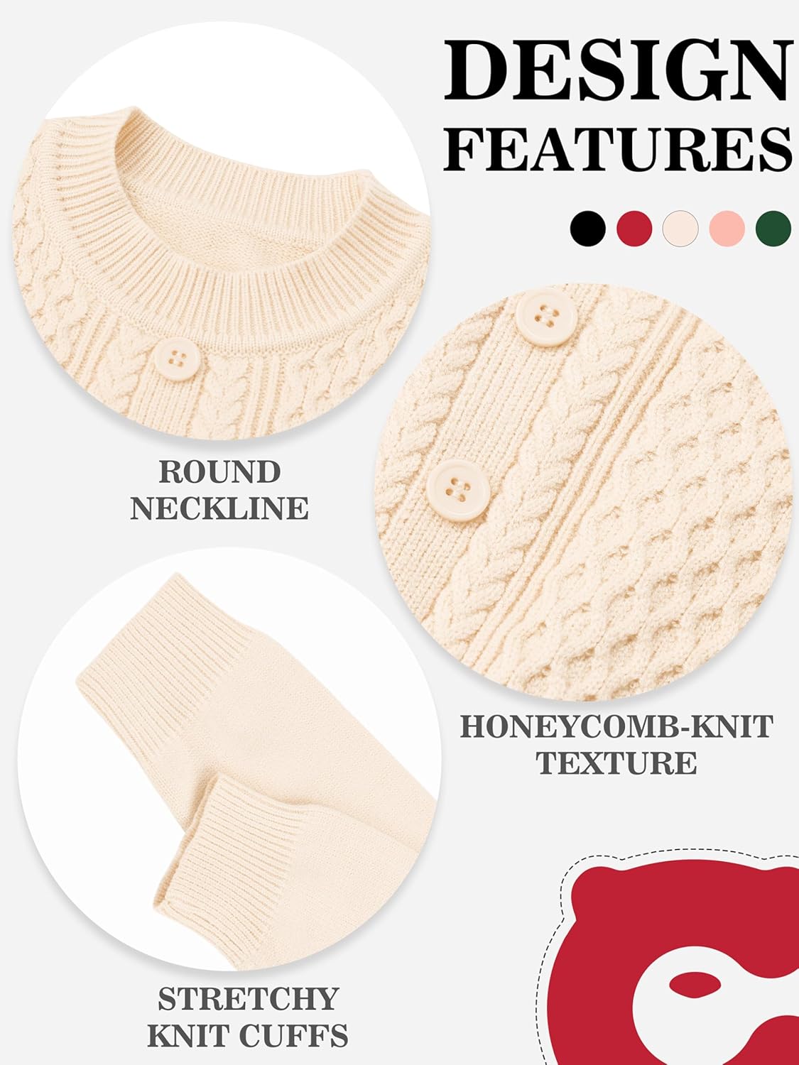 Cubear Girls Dresses Long Sleeve Knitted Button Front A-line Casual Fall Winter Dresses for Girls Thanksgiving Christmas - Image 4