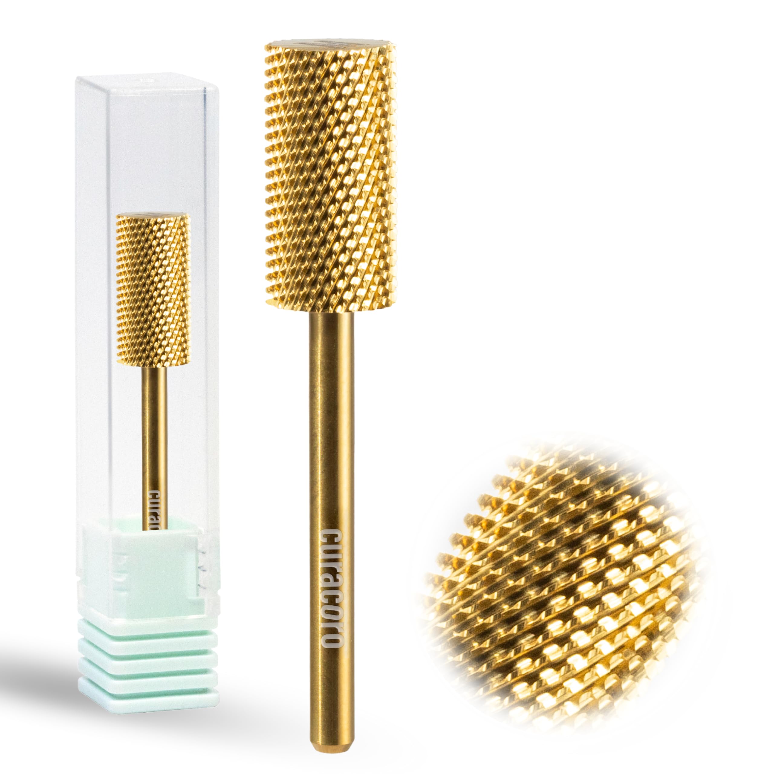 Curacoro Nail Drill Bits 3/32'' - Safe Smooth Stop Large Barrel Carbide Bit (Medium) for Professional Finish, Fast Remove, Refine & Smooth Acrylic or