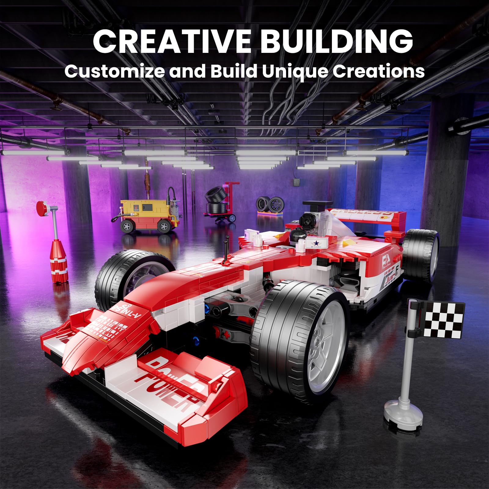 Mould King 10035 Formel 1 Rennwagen Klemmbausteine Super Sportwagen Bausteine Speed Champion Rennauto Modellauto Ausstellungsmodell Für Fans Erwachsene (1603 Teile)