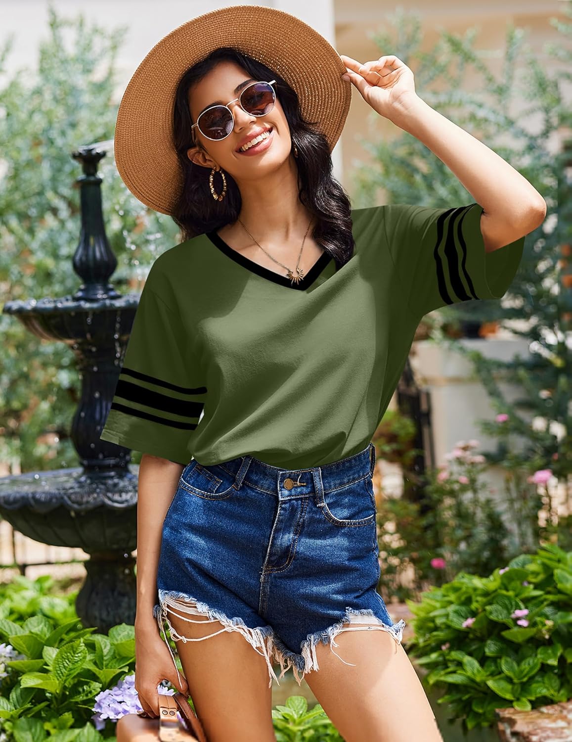 Ekouaer Nightgowns for Women Bamboo Viscose Nightgown Short Sleeve Sleep Shirts V Neck Nightshirt Soft Sleepwear - Image 6