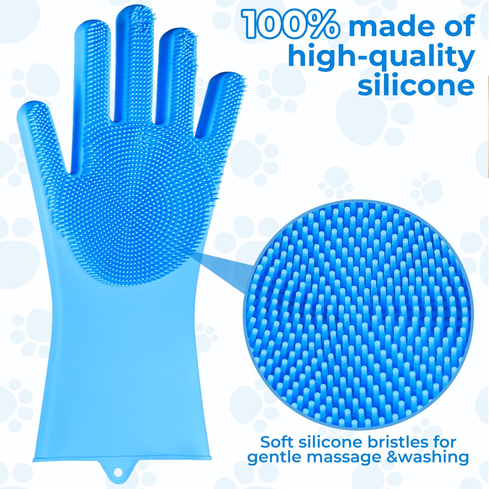 2PCS Dog Washing Gloves and Dog Bath Brush, high-Density Teeth Design pet Grooming Gloves, 2-in-1 Pet Grooming kit ，Suitable for Dogs and Cats to bathe, depilate, and Massage - image 5