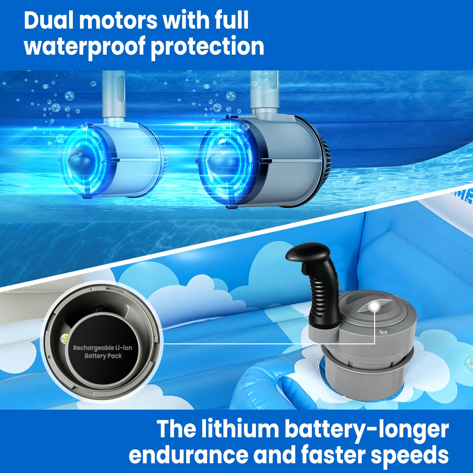 KPCB Tech Motorized Pool Float with Canopy, Rechargeable Motorized Floats for Adults with Dual Motors, Lake Floats Adult Size with Cup Holder for Party