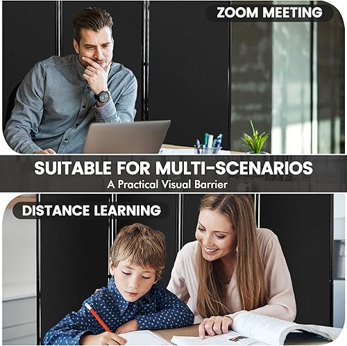 Miniatura 9 de Giantex Divisor de habitación plegable de 5.6 pies con rodillos, 68 pulgadas de alto, con ruedas independientes, pantalla de privacidad plegable