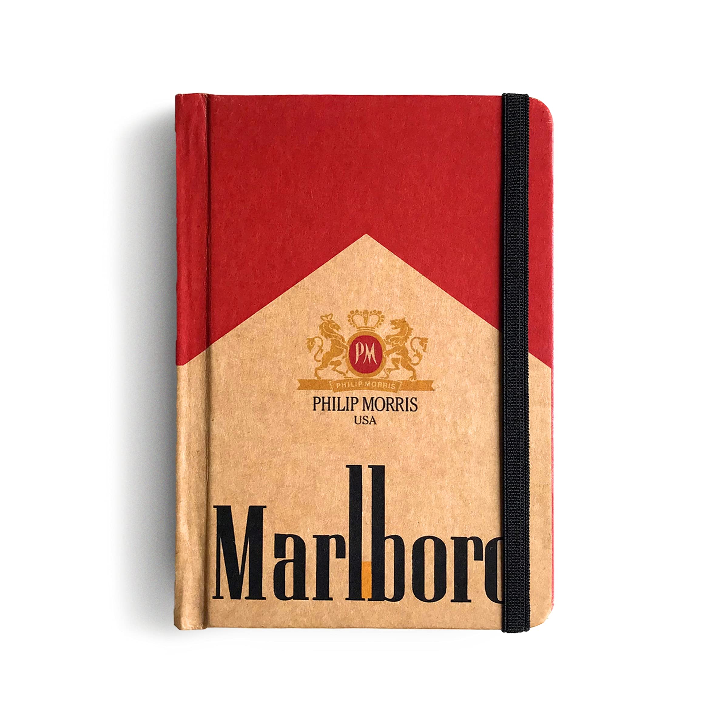 Mooch Marlboro Cover 120 GSM Paper Diary|Brown Paper (Khaki)|Handcrafted Diary with Elastic Closure|Gift for Women|Size A6(105 x 150 mm) |Pages - 54 leaf/108 pages (front & back)| Hard Bound Cover