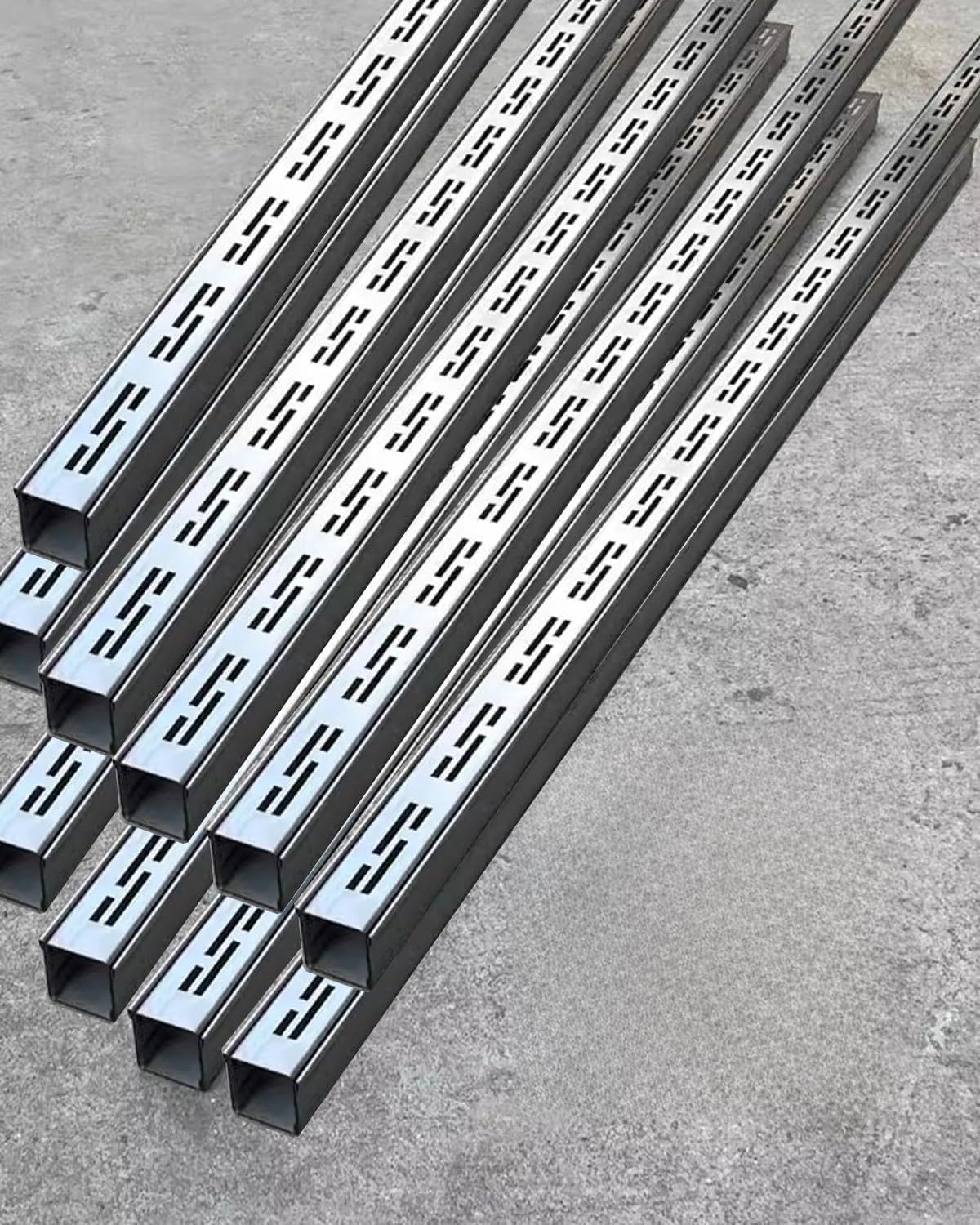WQPMNYG Stainless Steel Gutter Grate for Drainage Trench - 10PCS Linear Yard & Patio Gutter Strainer Exterior Side Gutter System Heavy-Duty Water Drainage Solution