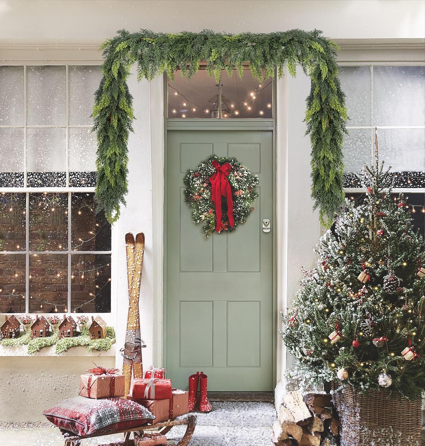 Lvydec Christmas Pine Garland Greenery Decoration, Realistic Cedar Cypress Garland for Holiday Mantel Fireplace Table Centerpiece - Image 3