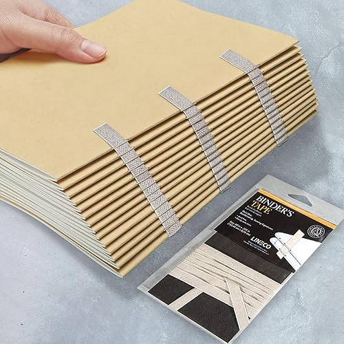 Miniatura 6 de Lineco Cinta de encuadernación de lino sin ácidos, cinta de carpeta ideal para encuadernación, firmas de costura, 60 x 38 pulgadas, color neutro,