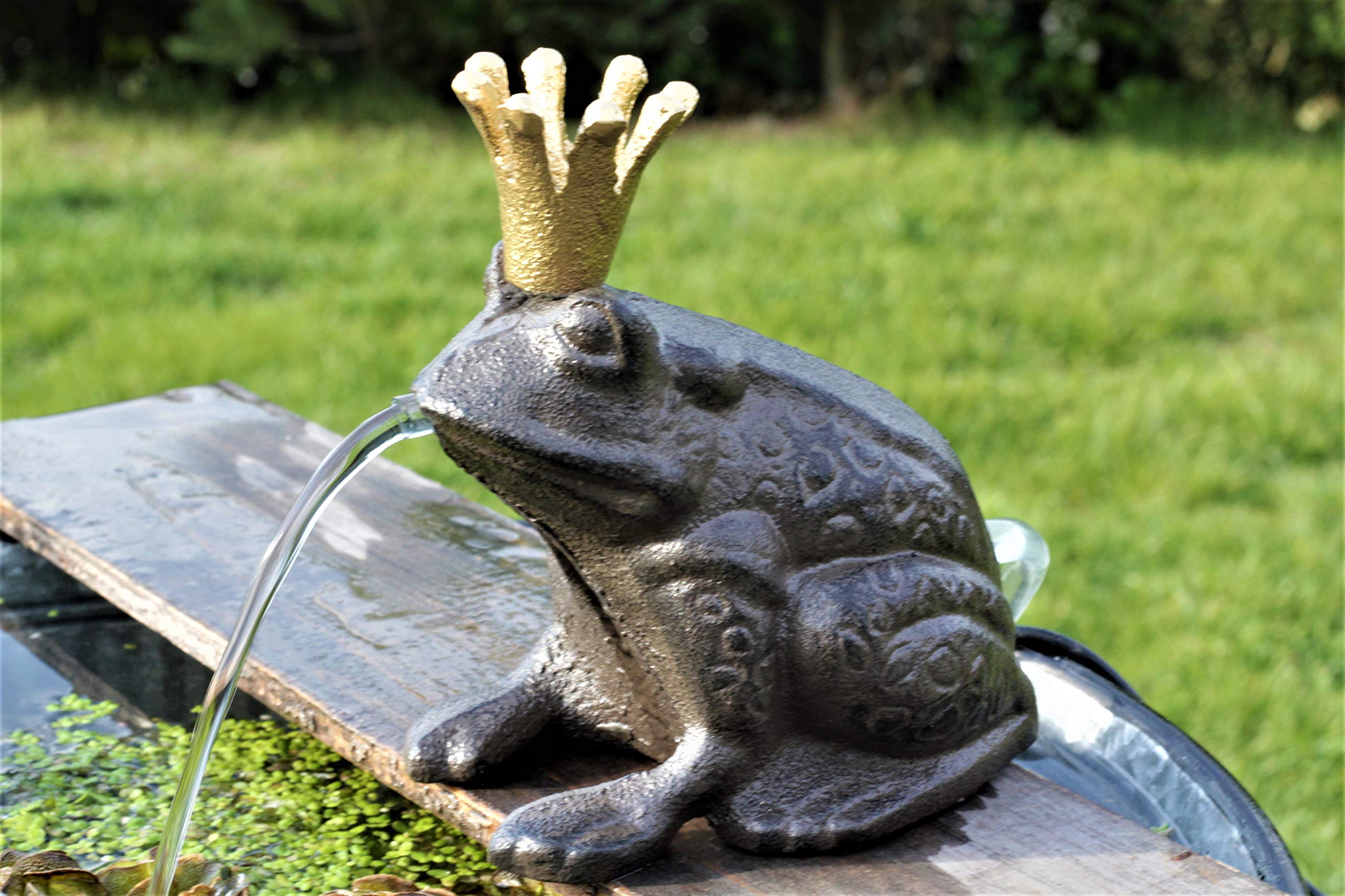 Wasserspeier Froschkönig Guß 13 cm mit Solarpumpe
