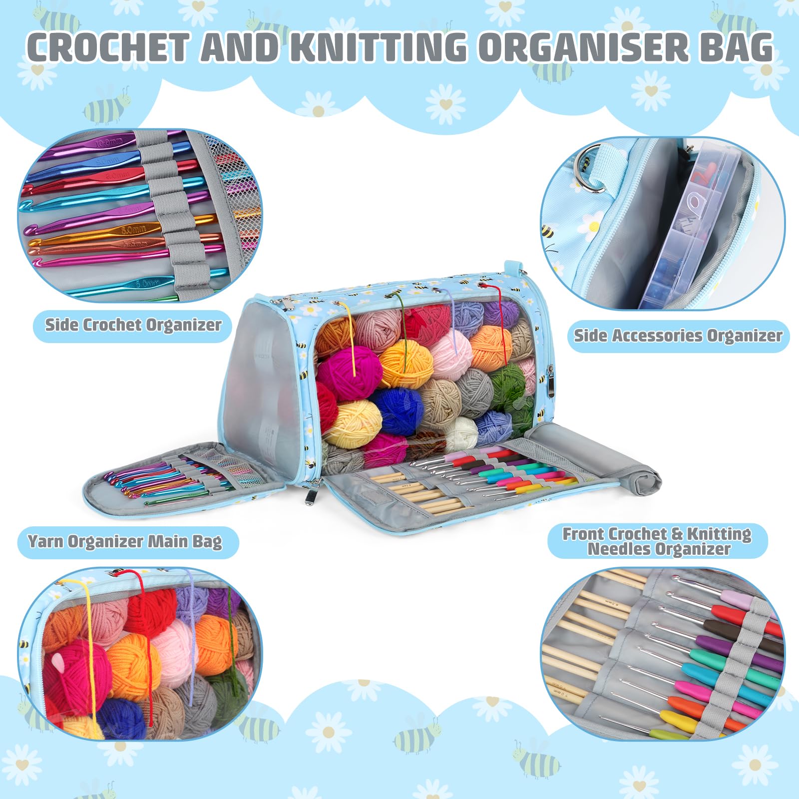 Aeelike Knitting Bags And Knitting Organizers Large Knitting And