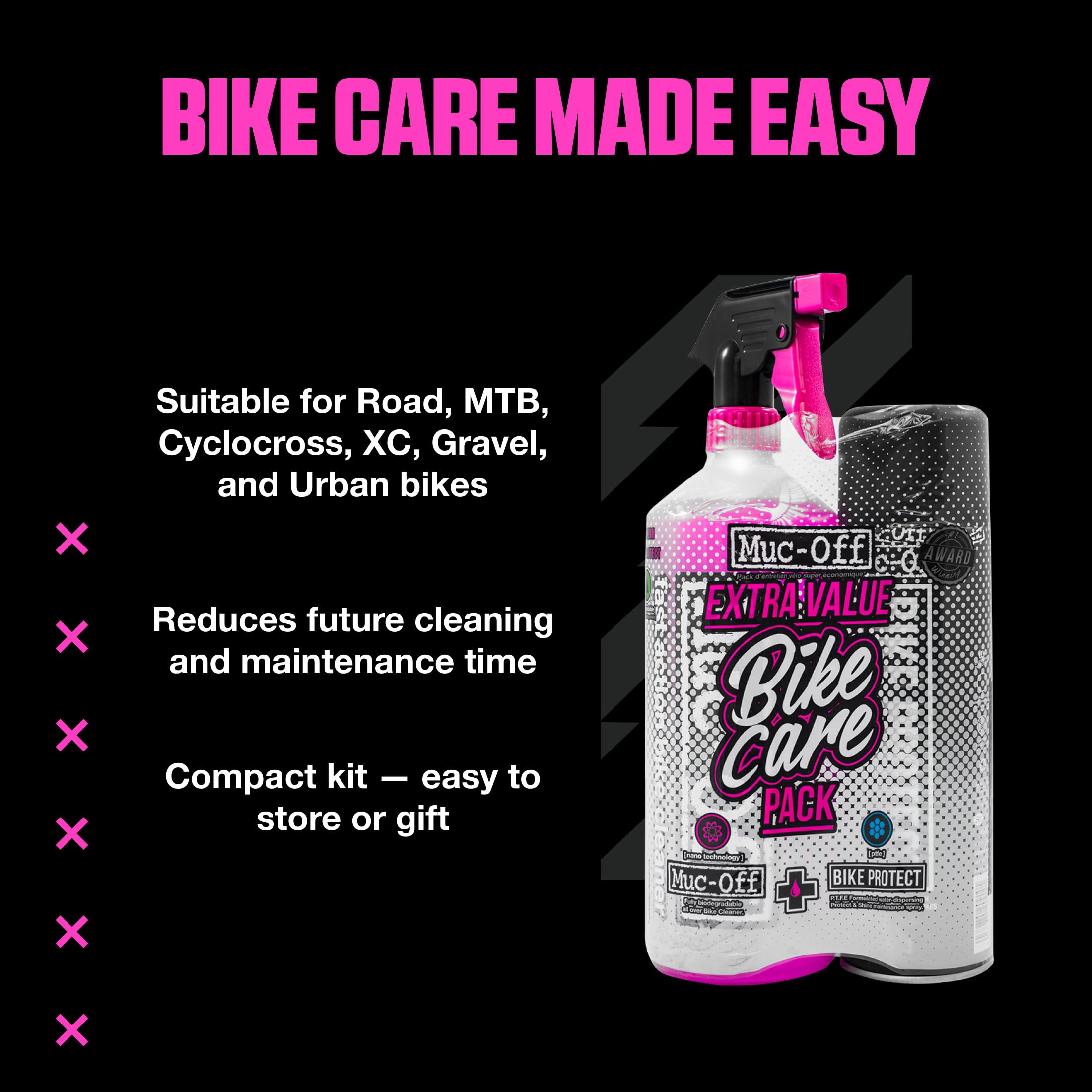 Muc-Off Bike Care Duo Kit - Kit Pulizia Bici per Pulire e Proteggere la tua Bici - Include 1 Litro di Detergente Bici e 500 ml di Spray Protettore Bici Post-Lavaggio