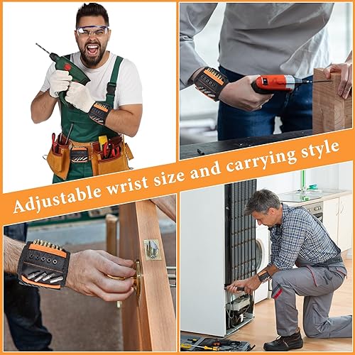 Miniatura 5 de 6 piezas de pulsera magnética retráctil magnética herramienta de recogida magnética con 15 imanes para tornillos, clavos, brocas de perforación,