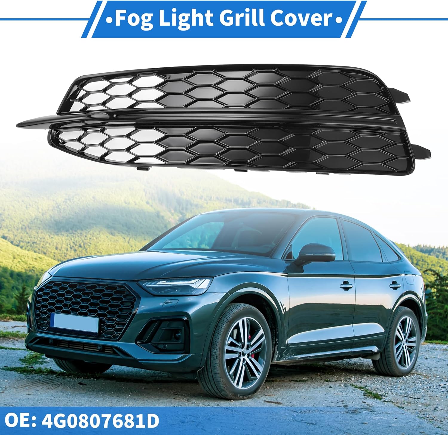 1pc Fog Light Grill for Audi A6 C7 2011-2014 Durable ABS Black Front Left Front Lower Bumper Fog Light Cover Inserts - Image 2