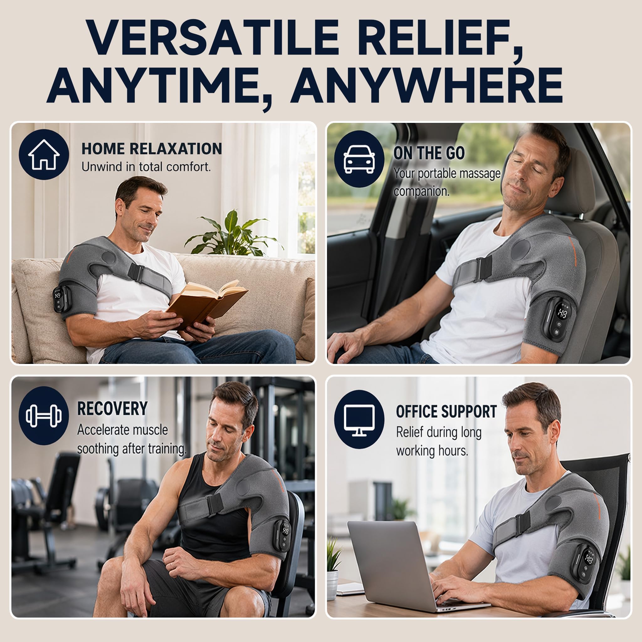 Schulter Massagegerät, 3-in-1 Massagegerät, Schulterbandage mit 5 Heizstufen & Vibration, 5000mAh 3-Gang-Timer für Links Oder Rechts Geeignet, Vatertagsgeschenk für Zuhause Büro Shoulder Massager