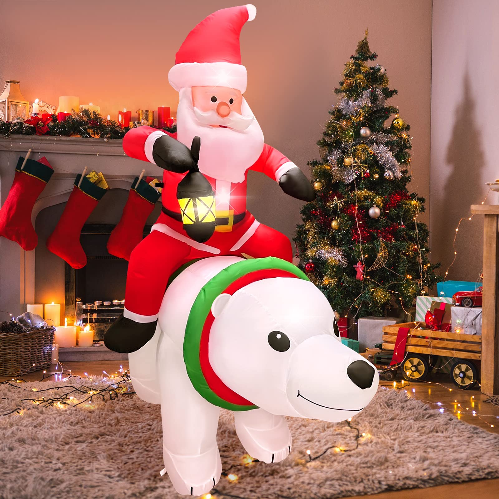 BOOWOO 7フィート クリスマス 空気注入式 ホッキョクグマ イ