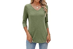 Women's V Neck 3/4 Sleeve T-Shirts