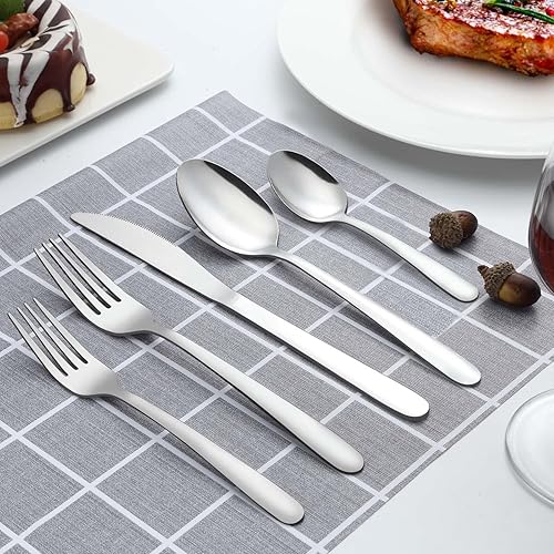 Miniatura 7 de Juego de cubiertos de acero inoxidable de 30 piezas para 6, juego de cubiertos duraderos, tenedores, cucharas y cuchillos, juego de cubiertos de
