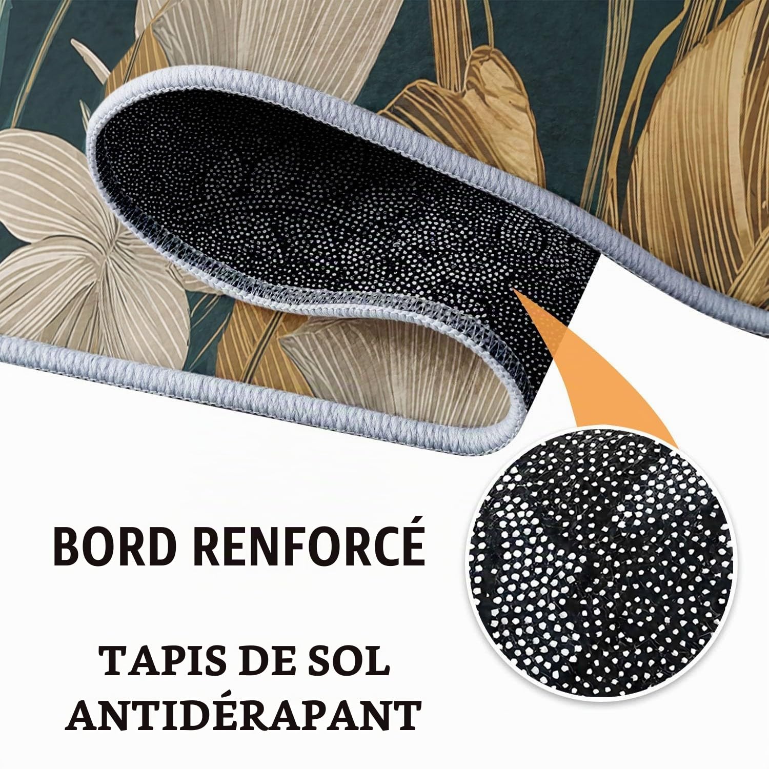 Générique Tapis Rond 160 cm Motif Feuilles de Bananier Dorées sur Fond Vert Foncé, Tropical Chic, Poil Court Antidérapant, Lavable, Idéal Salon, Salle à Manger, Chambre, Élégance et Confort