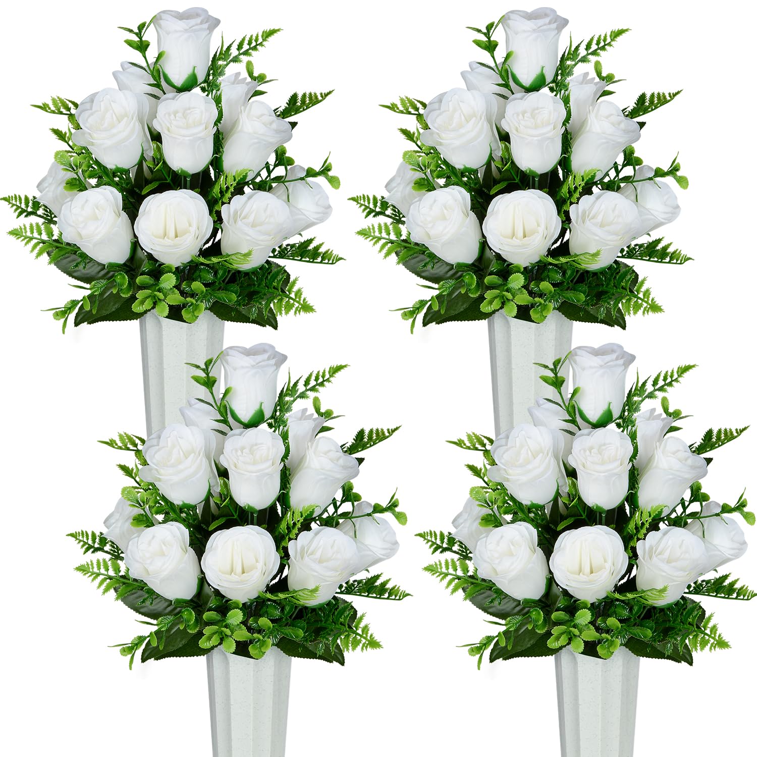 SIFOEL Artificial Cemetery Flowers with Vase