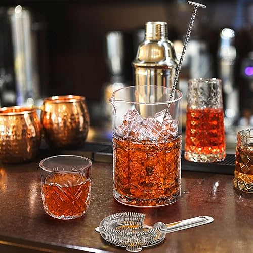 Miniatura 7 de Coloch Paquete de 2 vasos mezcladores de cóctel de cristal, jarra de mezcla de barra vintage de 22 onzas, parte inferior pesada, vasos de cóctel sin