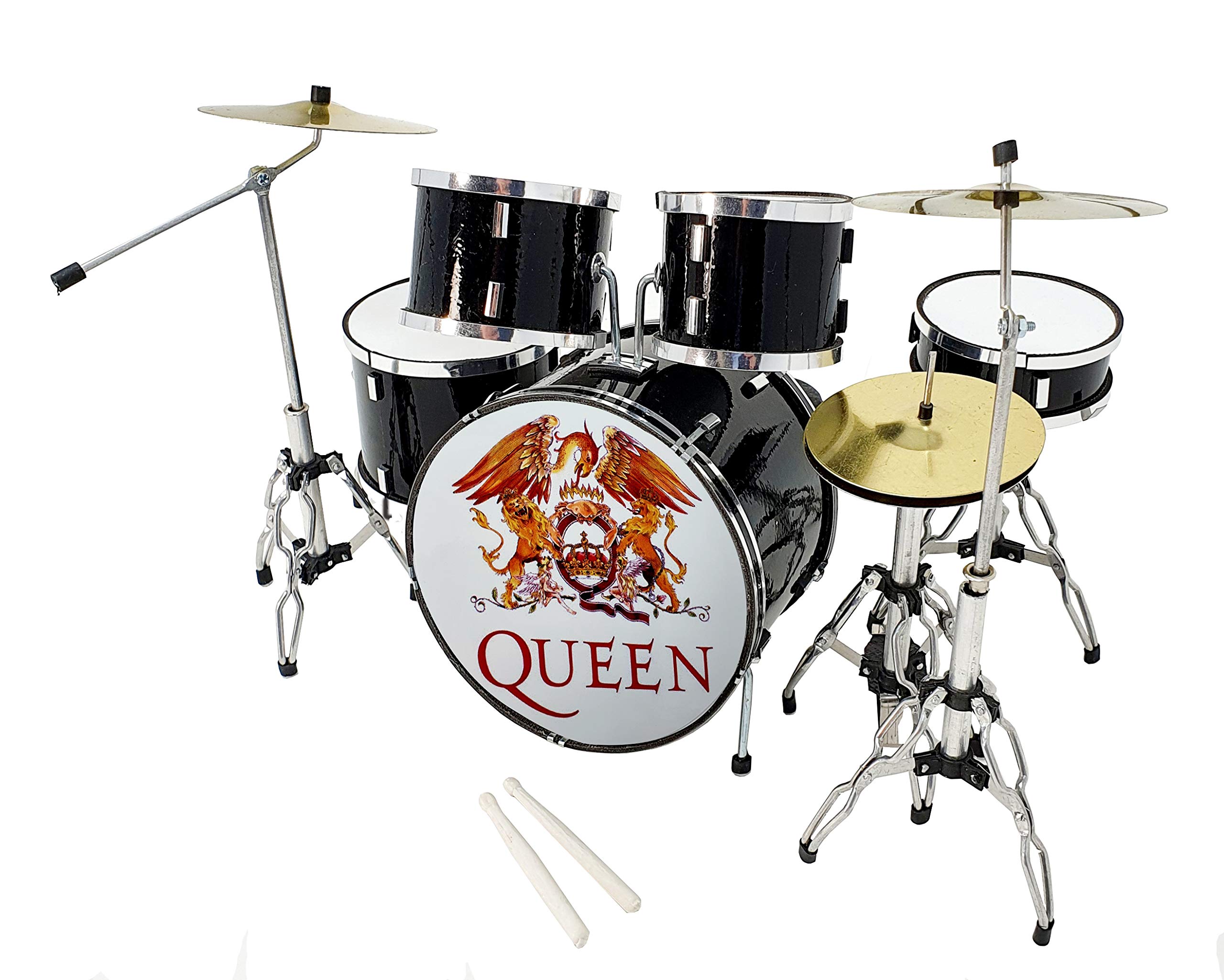 MINIATURA BATERÍA ACUSTICA NEGRO BRILLO MDR-0022 THE QUEEN REGALO MUSICAL ROCKMUSIC