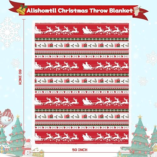 Miniatura 5 de Decoraciones navideñas manta de sherpa de Navidad de 50 x 60 pulgadas, manta de Navidad de Papá Noel, suave y mullida manta blanca de Navidad para
