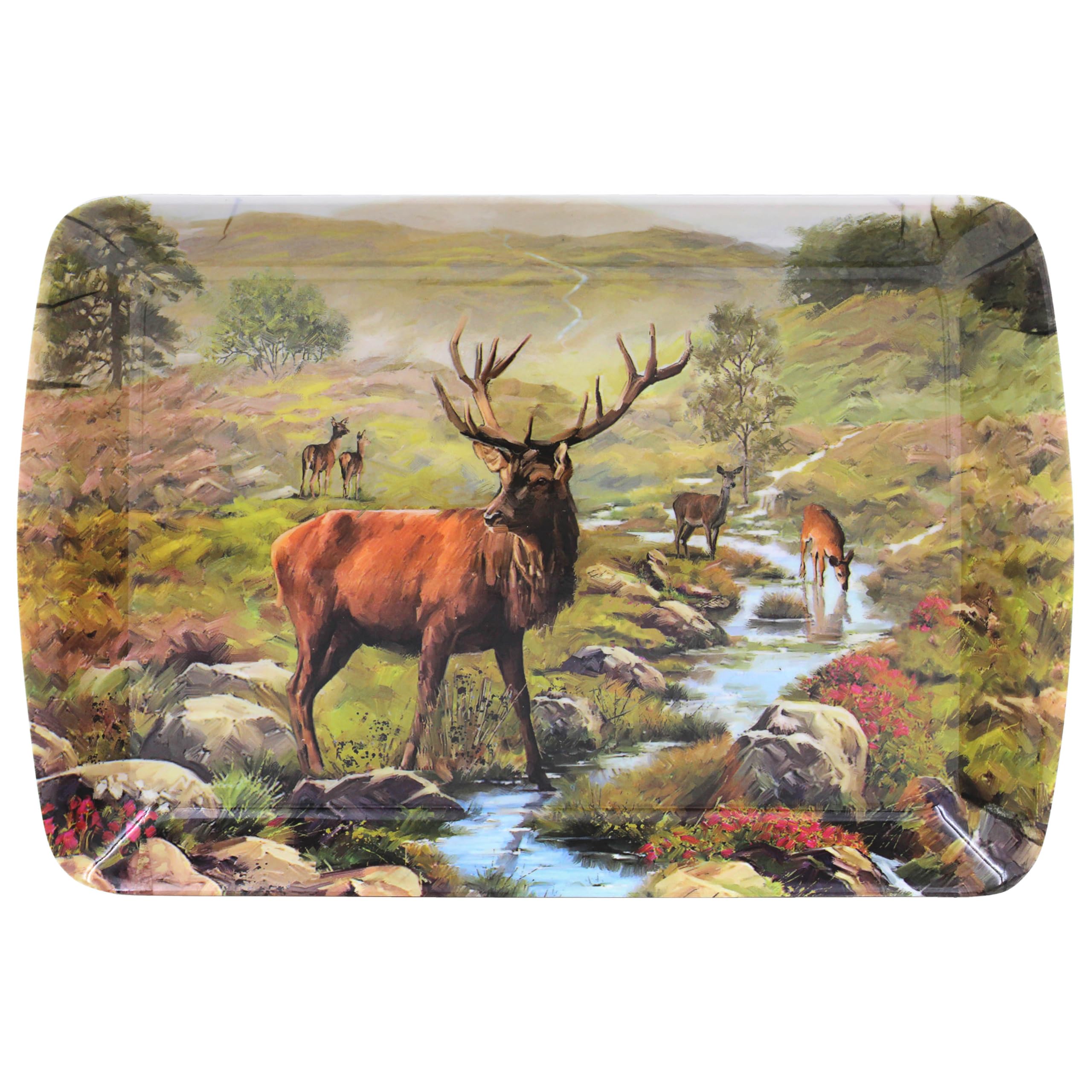 The Leonardo Collection Stag 1 Stag Tray Small Macneil Studios For Kitchen & Home | Non Slip Serving Tray For Food | Serving Platter For Lunch & Dinner | Plastic Trays For Tea & Serving Dishes