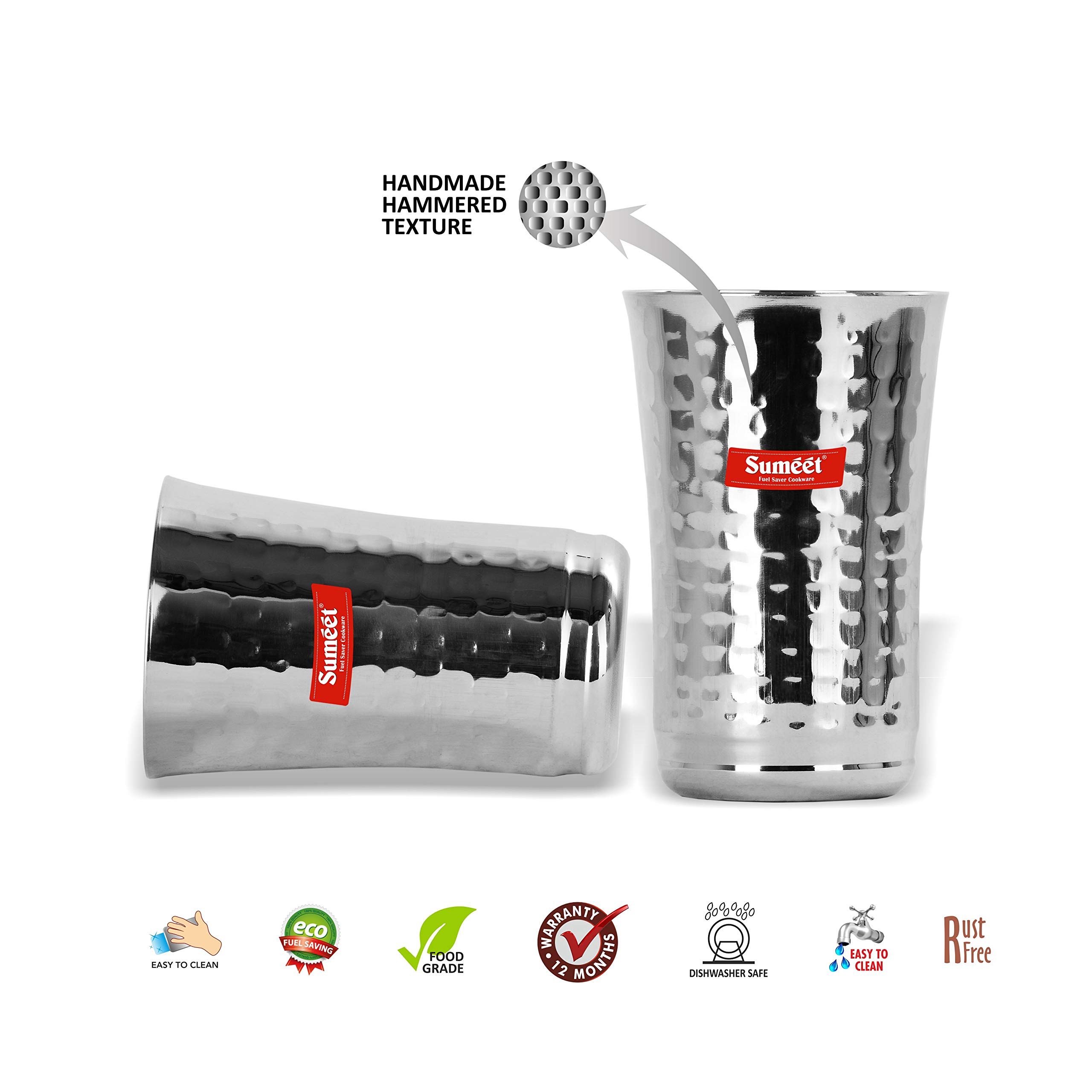 SUMEET Stainless Steel Big Lassi Glass - 2 Pieces, 600 ml - Image 3 thumbnail