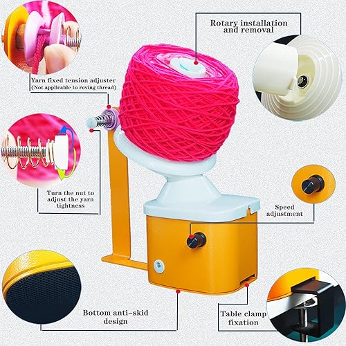 Miniatura 3 de ORIISIN Bobinadora eléctrica de la bola del hilado de la devanadera del hilado para las madejas del hilado de la bobina de ganchillo y tejer
