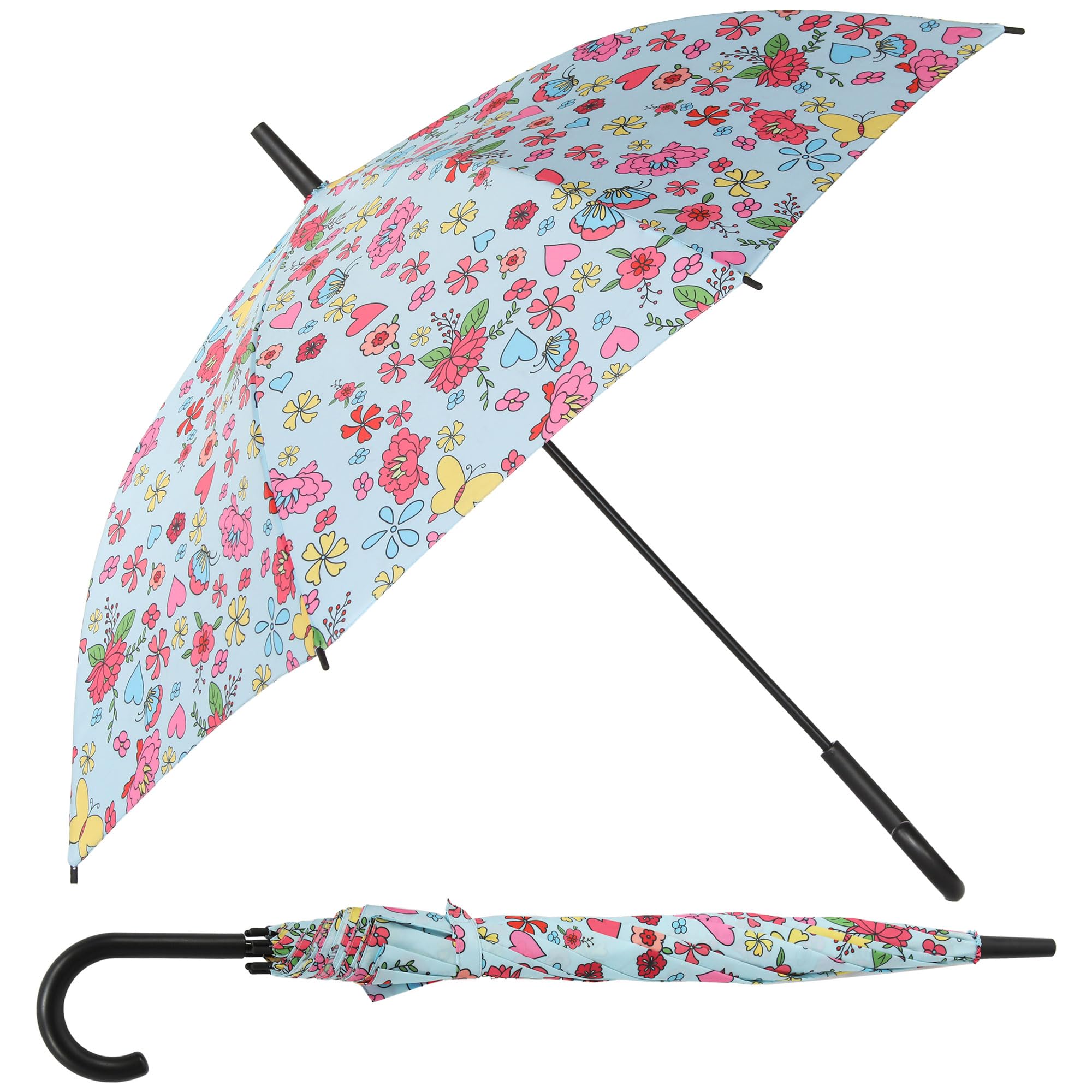 A2Z Automatic Stick Umbrella for Men & Women Large Windproof Rain Umbrella with Auto Open Button Durable Fibreglass Ribs 8 Panels Water Repellent 190T Pongee (Sky Blue, One Size)