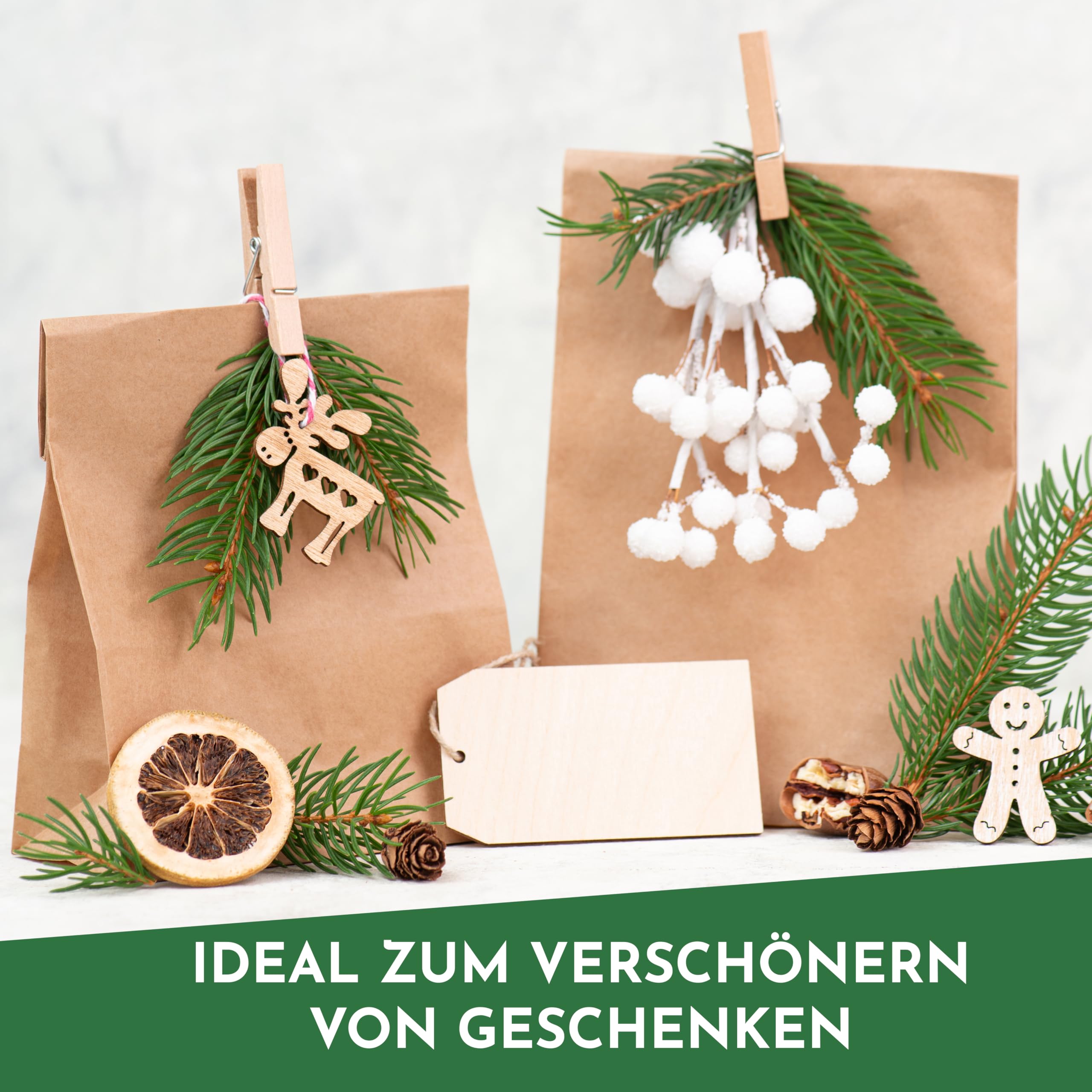 100 stuks wasknijpers voor Kerstmis, kleine houten knijpers voor Kerstmis, mini-houten knijpers voor foto's, knijpers voor adventskalender, mini-houten knijpers Kerstmis