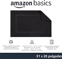 Vista 3 de Yaxa Basics Alfombra de baño con bandas, 31 pulgadas de largo x 20 pulgadas de ancho, color negro