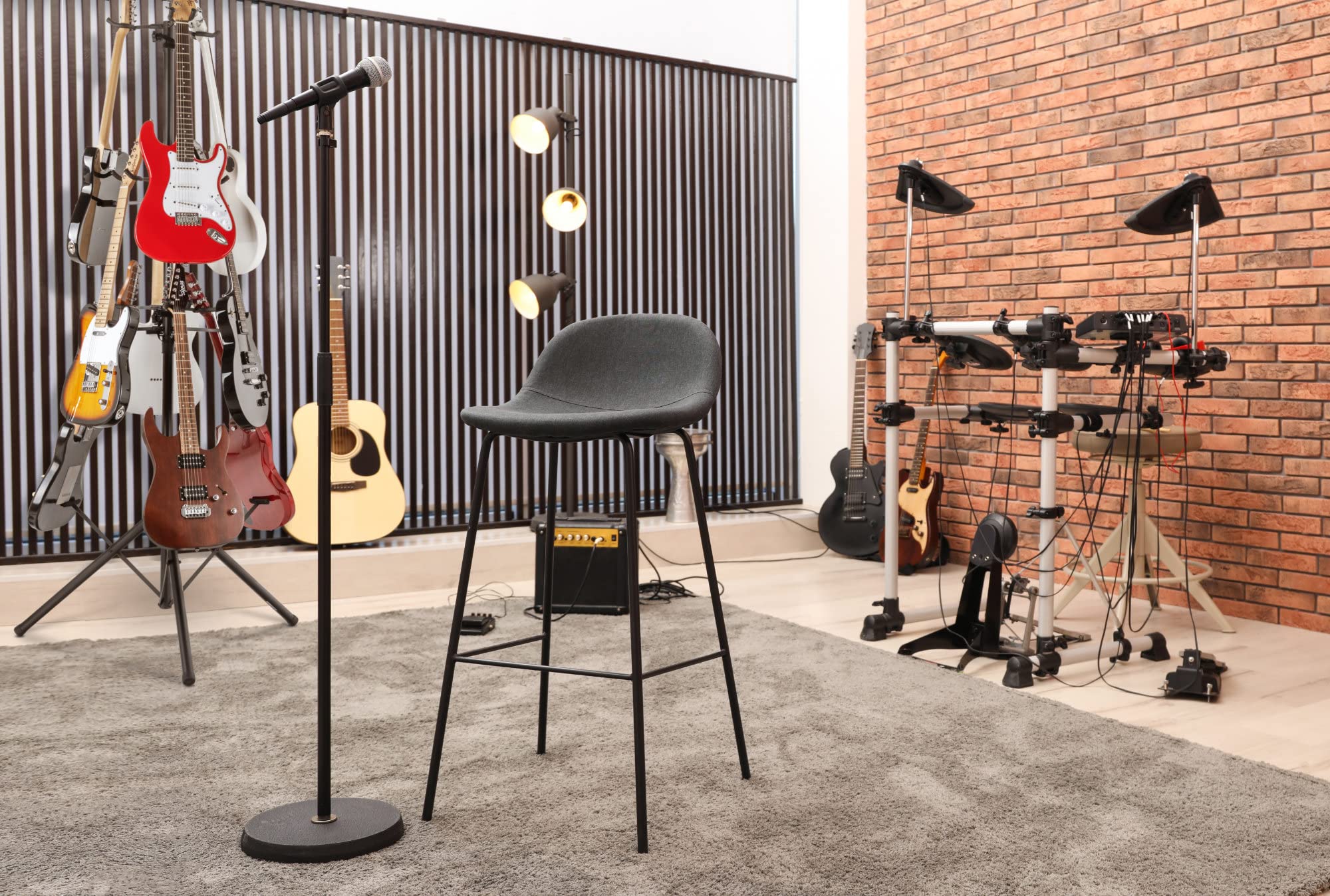 Pronomic GTT-009 Multi Gitarrenständer für bis zu 9 Instrumente - Gitarren, Bässe, Ukulelen und andere Saiteninstrumente - Klappbar mit Transportsicherung - Für Proberaum, Bühne oder Wohnzimmer