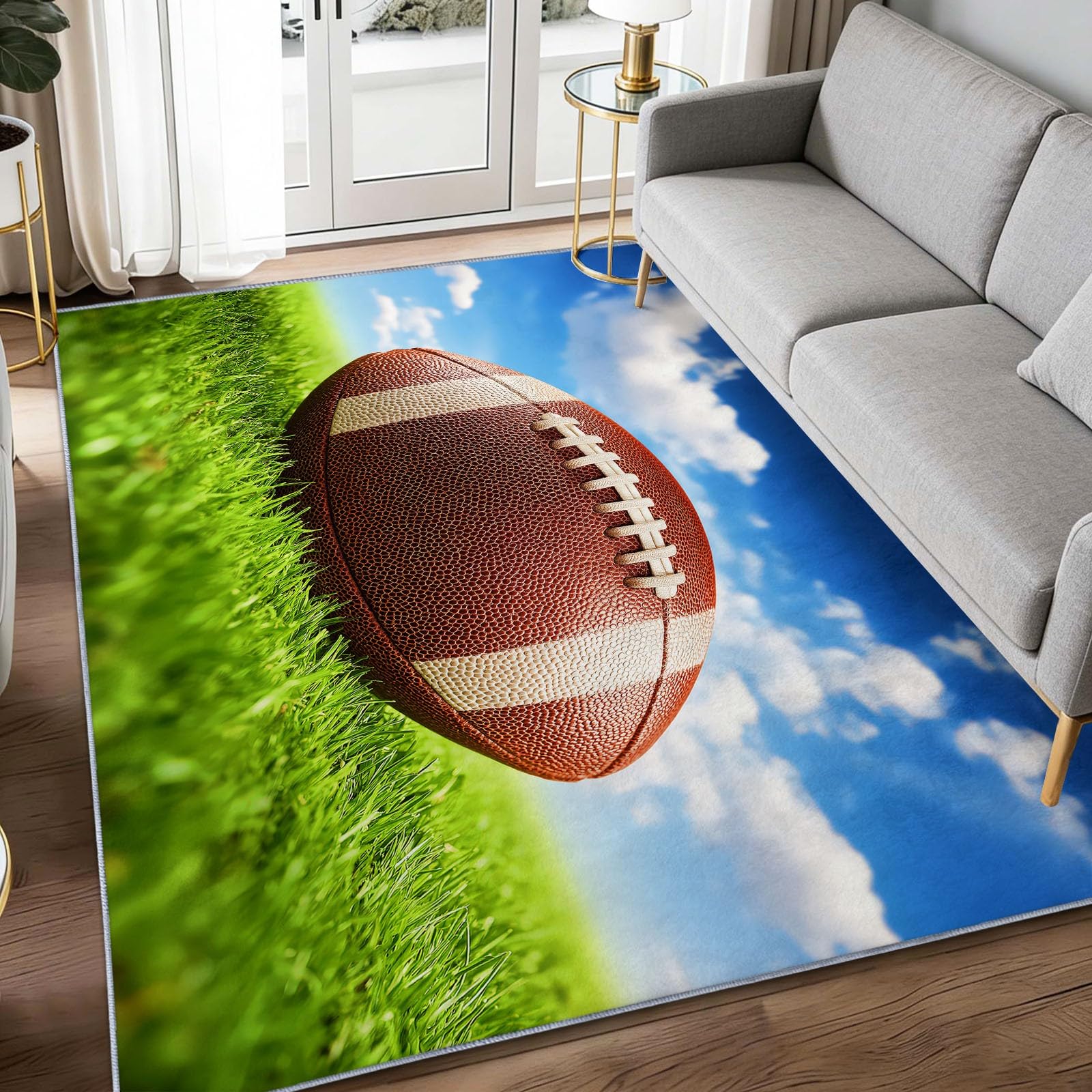Tapis salon rugby 120x180cm de qualité supérieure à poils courts modernes et lavables