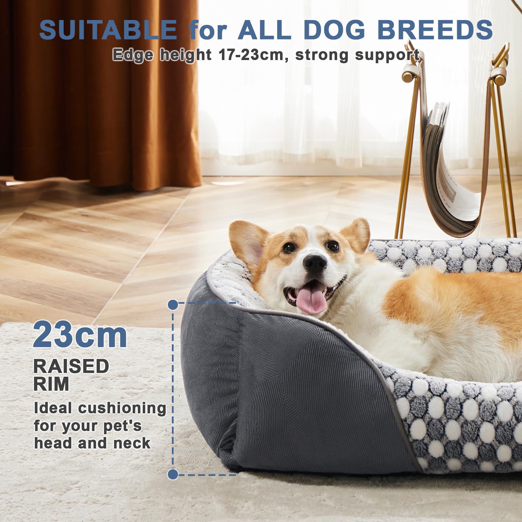 Heymamba Large Dog Bed and Dog Beds Clearance for Adult Dogs Provides Support for Head/Neck, Washable Dogs Beds XL, 78x63x23cm - Image 3