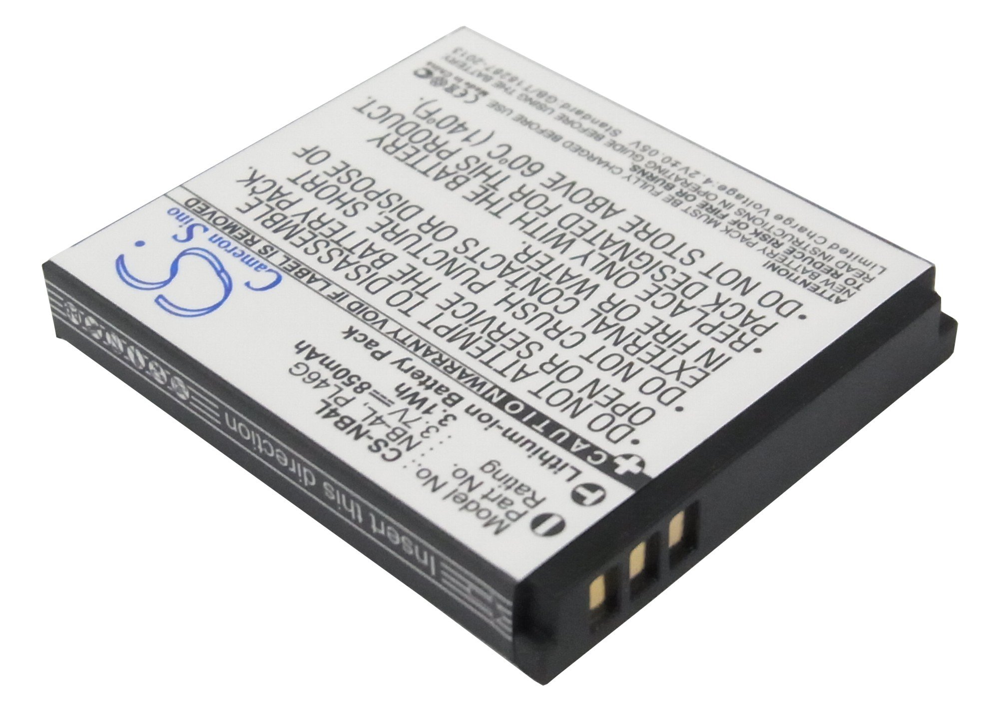 850mAh Battery Compatible with Canon LEGRIA Mini, PowerShot ELPH 100 HS, ELPH 300 HS, ELPH 310 HS, SD1000, SD1100 is, SD1400 is, SD200, SD30, for Part No. NB-4L, PL46G