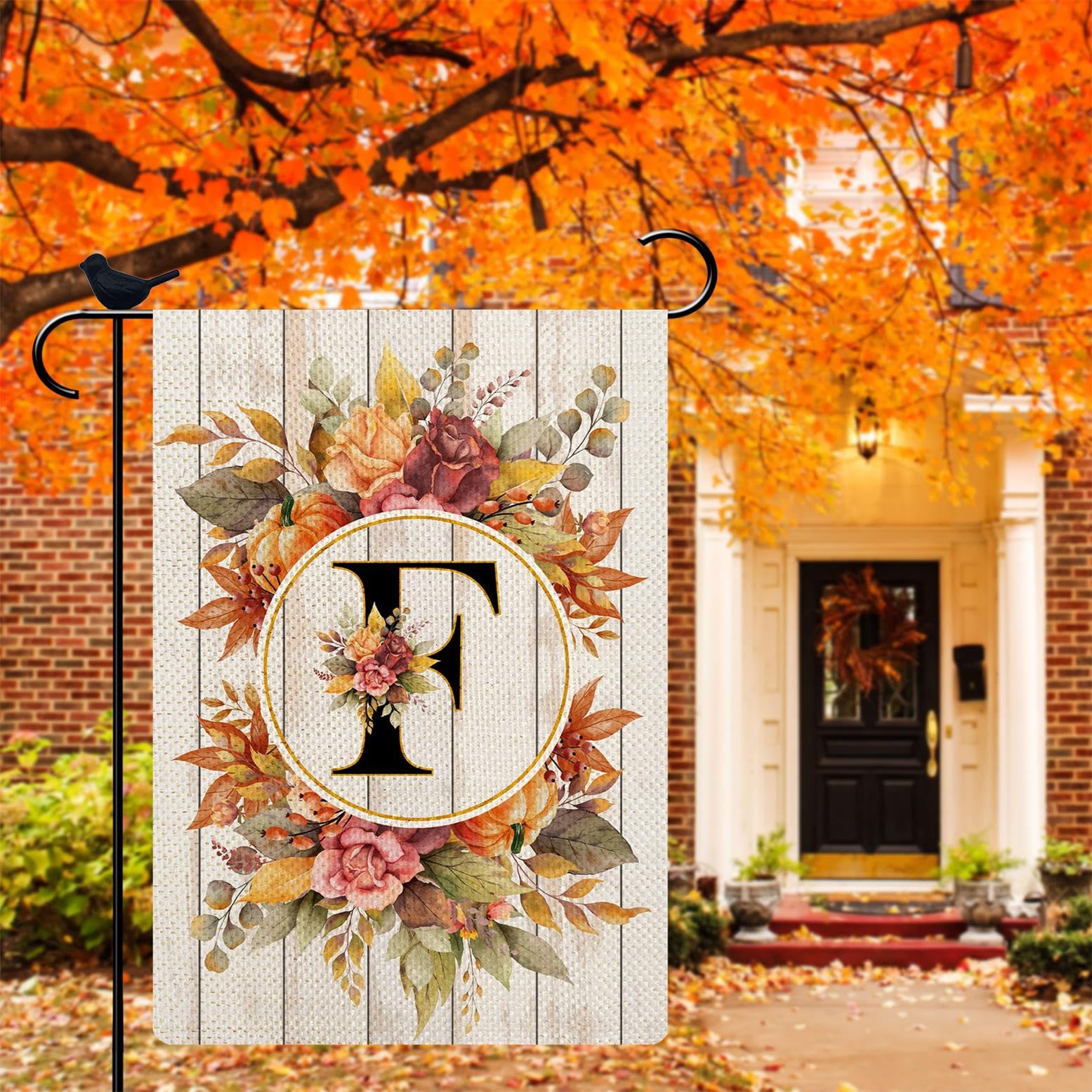 Drapeau De Jardin Personnalisé Lettre F, 30,5 X 45,7 Cm - Toile De Jute Double Face, Décoration Extérieure