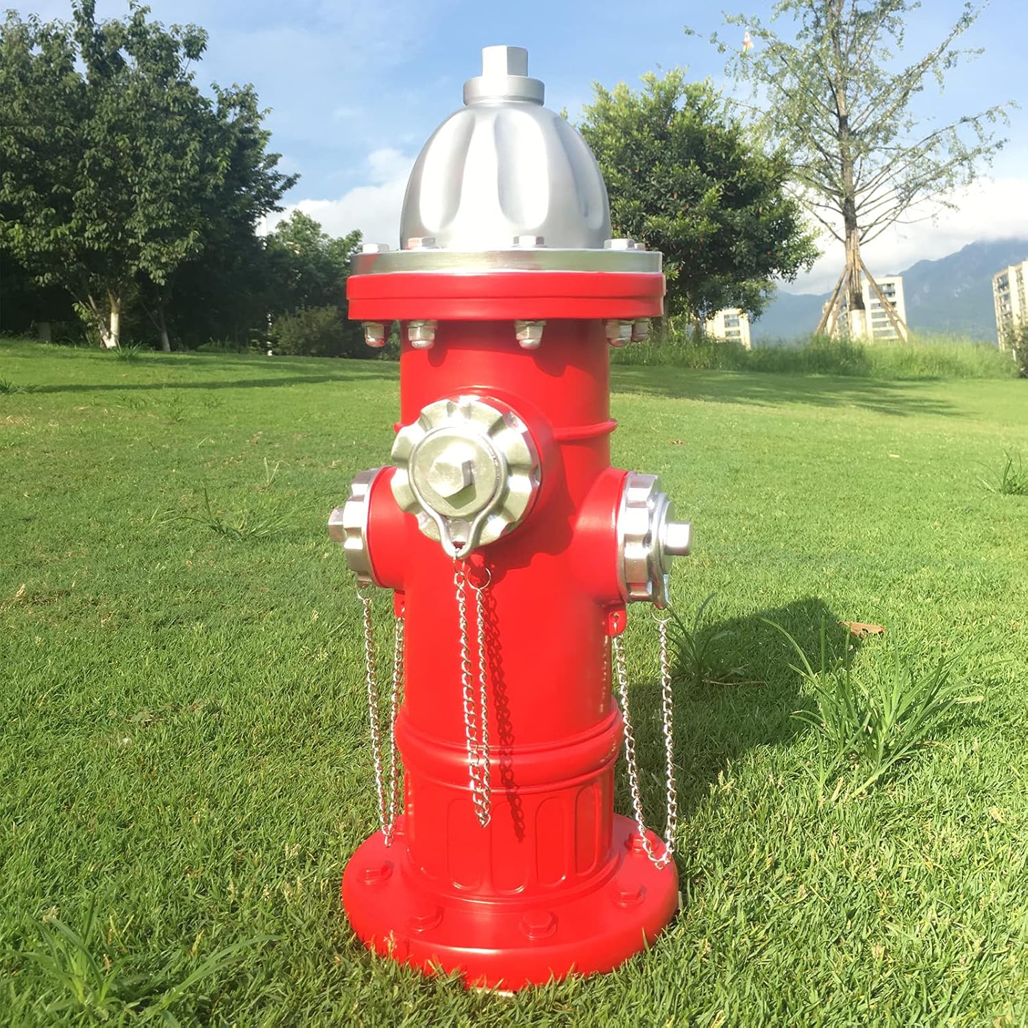 Fake Fire Hydrant for Dogs to Peed on, Dog Fire Hydrant Pee Post, 17.5" Backyard Decor Outdoor Statues Firefighter Gifts for Men (17.5") 17.5''