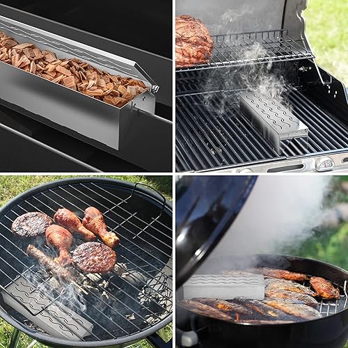 Miniatura 5 de Skyflame Caja de acero inoxidable para ahumar astillas de maderaahumar  Accesorios universales para parrilla de sabor ahumado apto para parrilla de