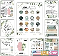 Vista 1 de Hadley Designs 9 pósteres de salud mental para el aula, 11 x 14 pulgadas, decoración de oficina de consejero escolar, póster de mentalidad de poder