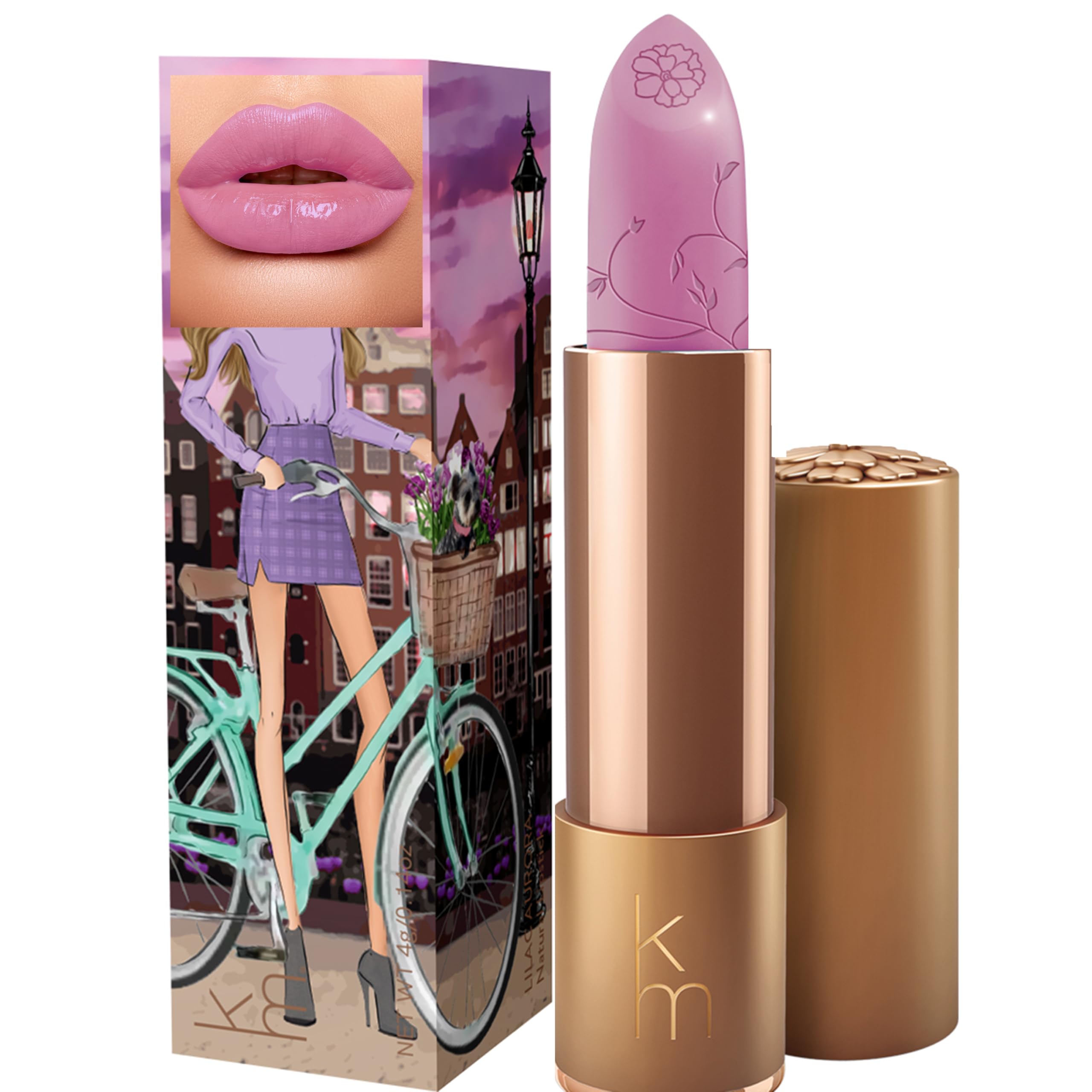 Karen Murrell - Natural Lip Stick - Lipstick 36 Lilac Aurora - Lilac Lipstick - Matte Finish, 100% Natural Ingredients, Moisturizes & Hydrates Lips -
