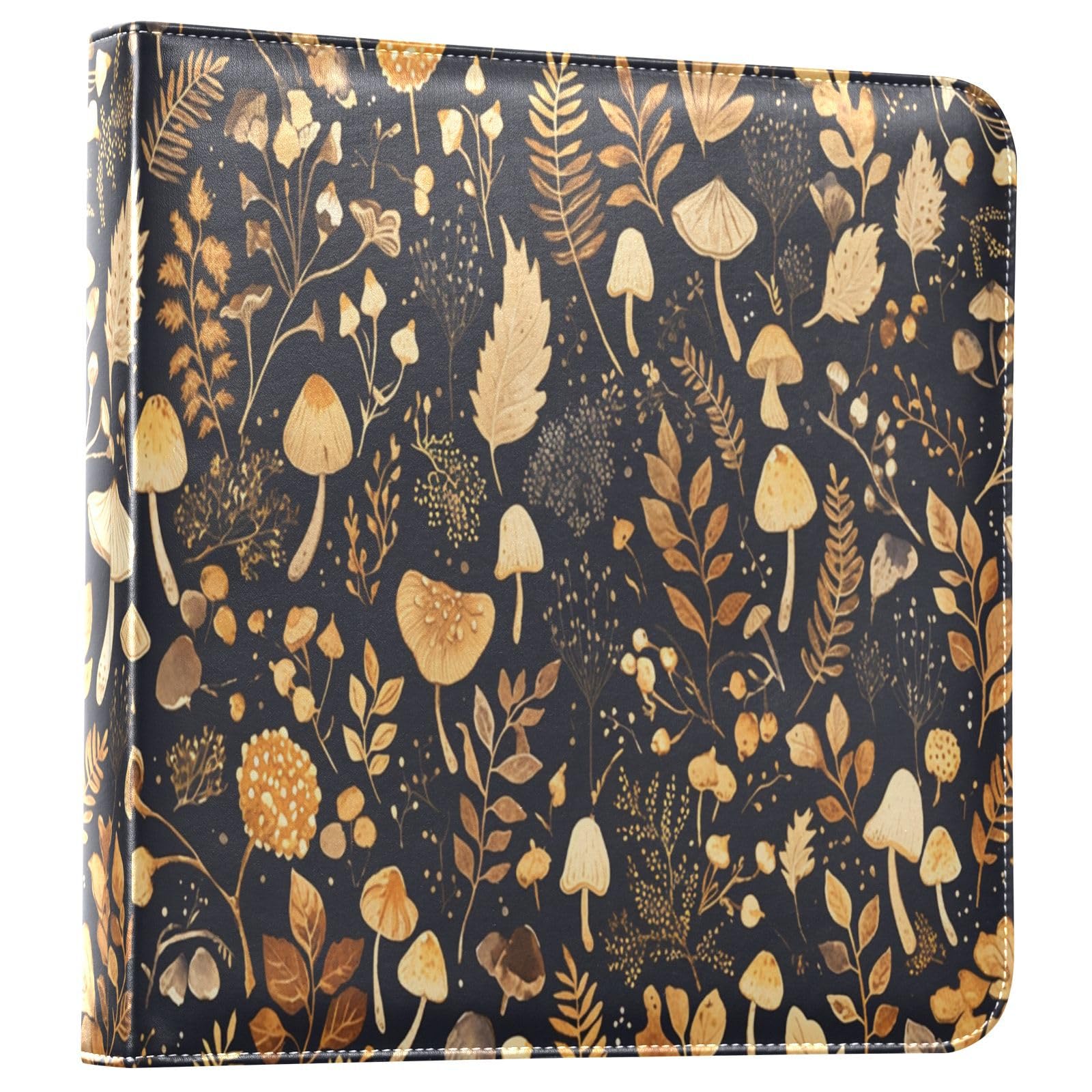 Kigai Mushroom Leaves Photo Album Self Adhesive Scrapbook Album Leather Cover DIY Picture Scrap Book with 20 Adhesive Sheets, 11.8x24x0.8 inch