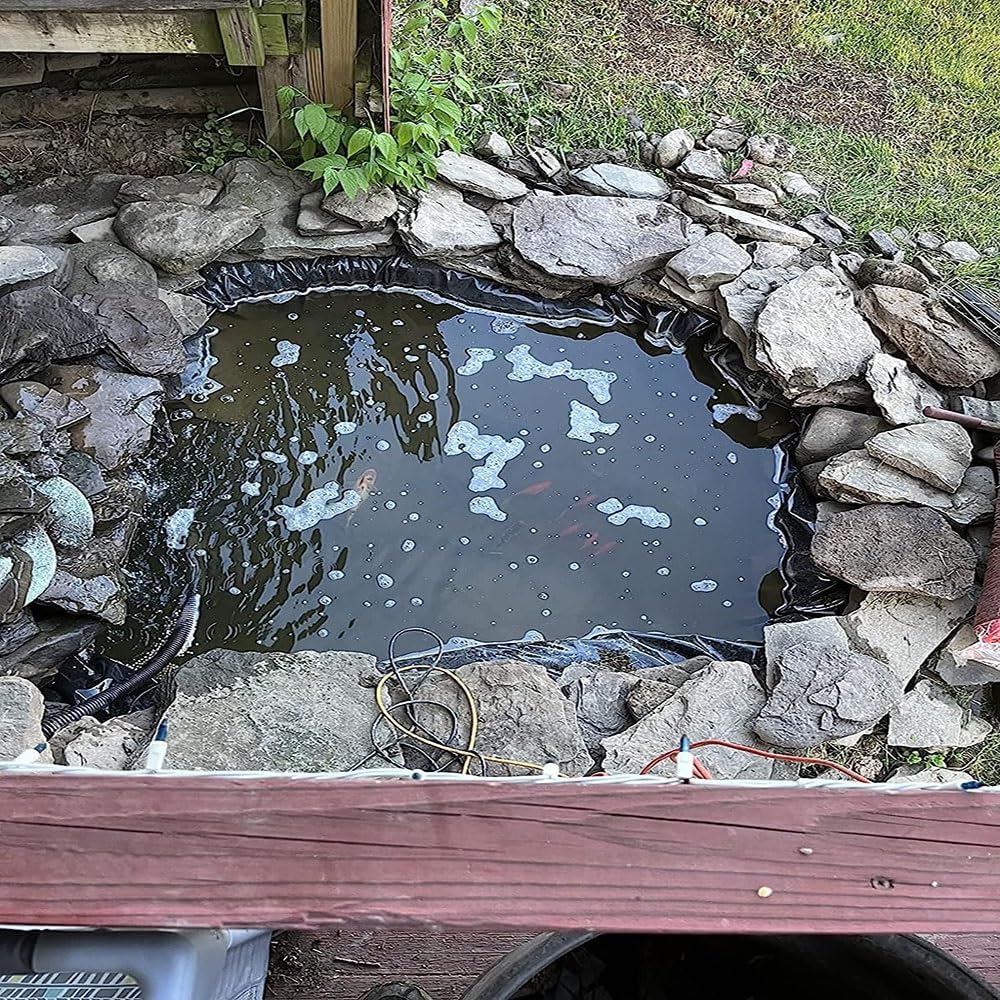 9.8x9.8ft Pond Liner 0.5mm Thick - UV Resistant Membrane for Fish Ponds & Water Gardens - Waterproof Underlay for 13x13ft, 16x16ft, 26x26ft Landscapes
