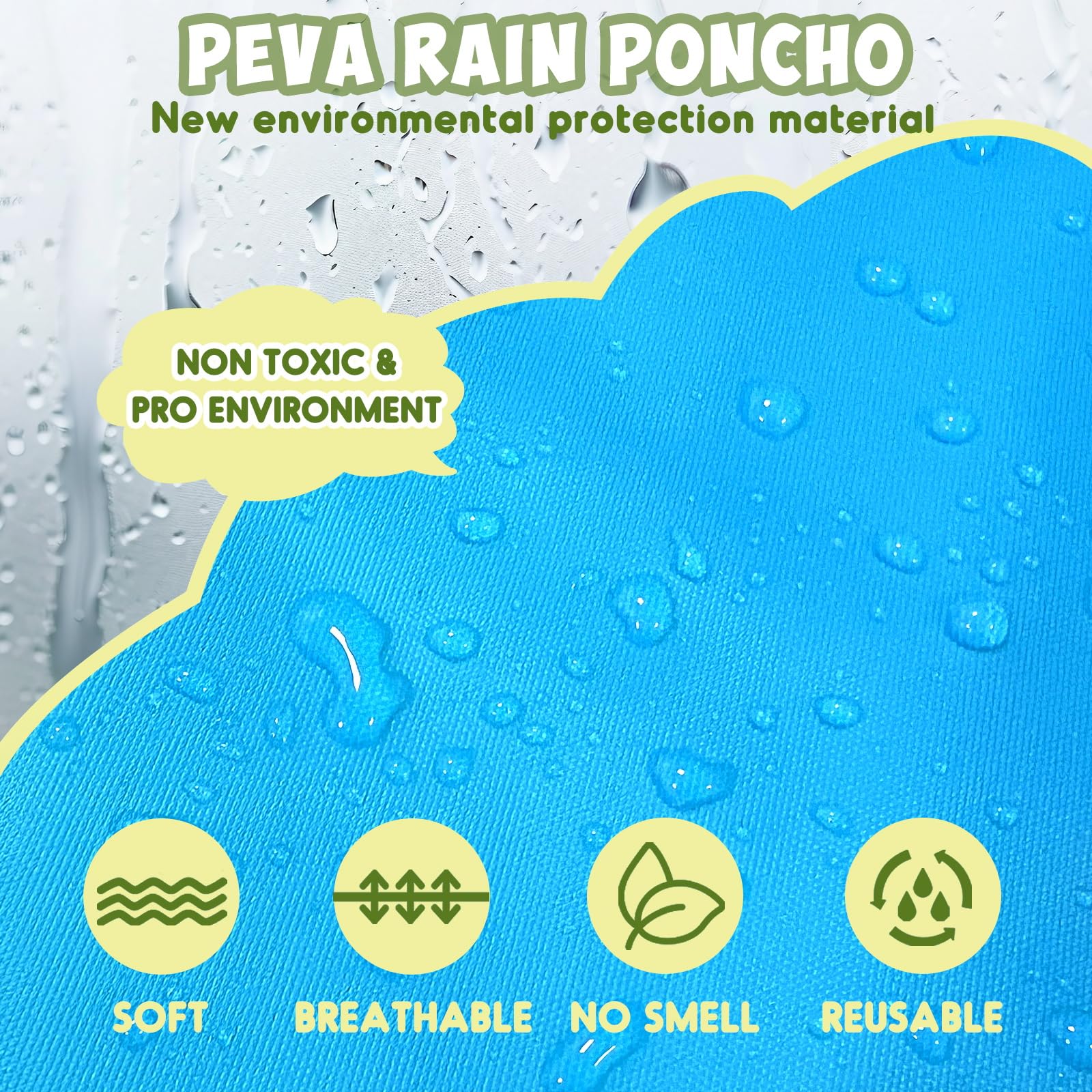 ANYOO Poncho de lluvia impermeable para niños y niñas, paquete de 2 capas de lluvia ligeras de PEVA con capucha grande para niños de altura de 100 a 150 cm