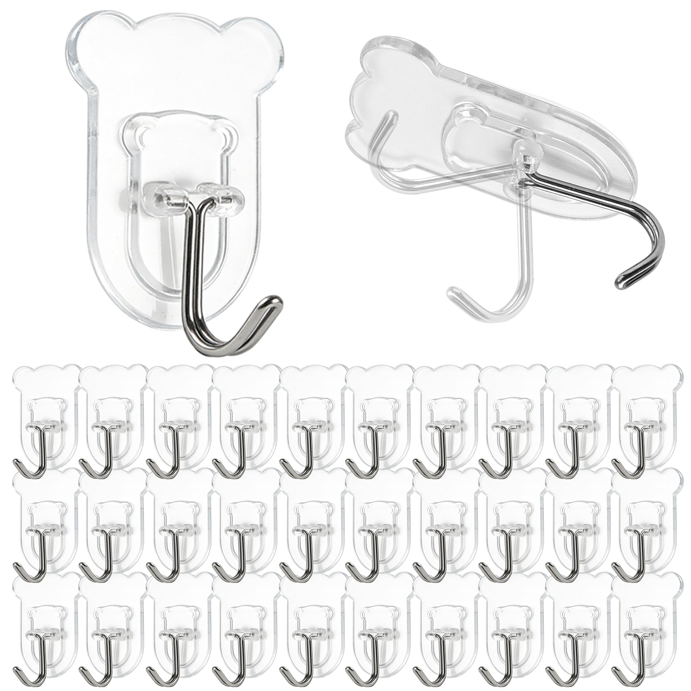 LWGHB 30 Pack Heavy Duty Self Adhesive Hooks with 180° Rotation, Waterproof