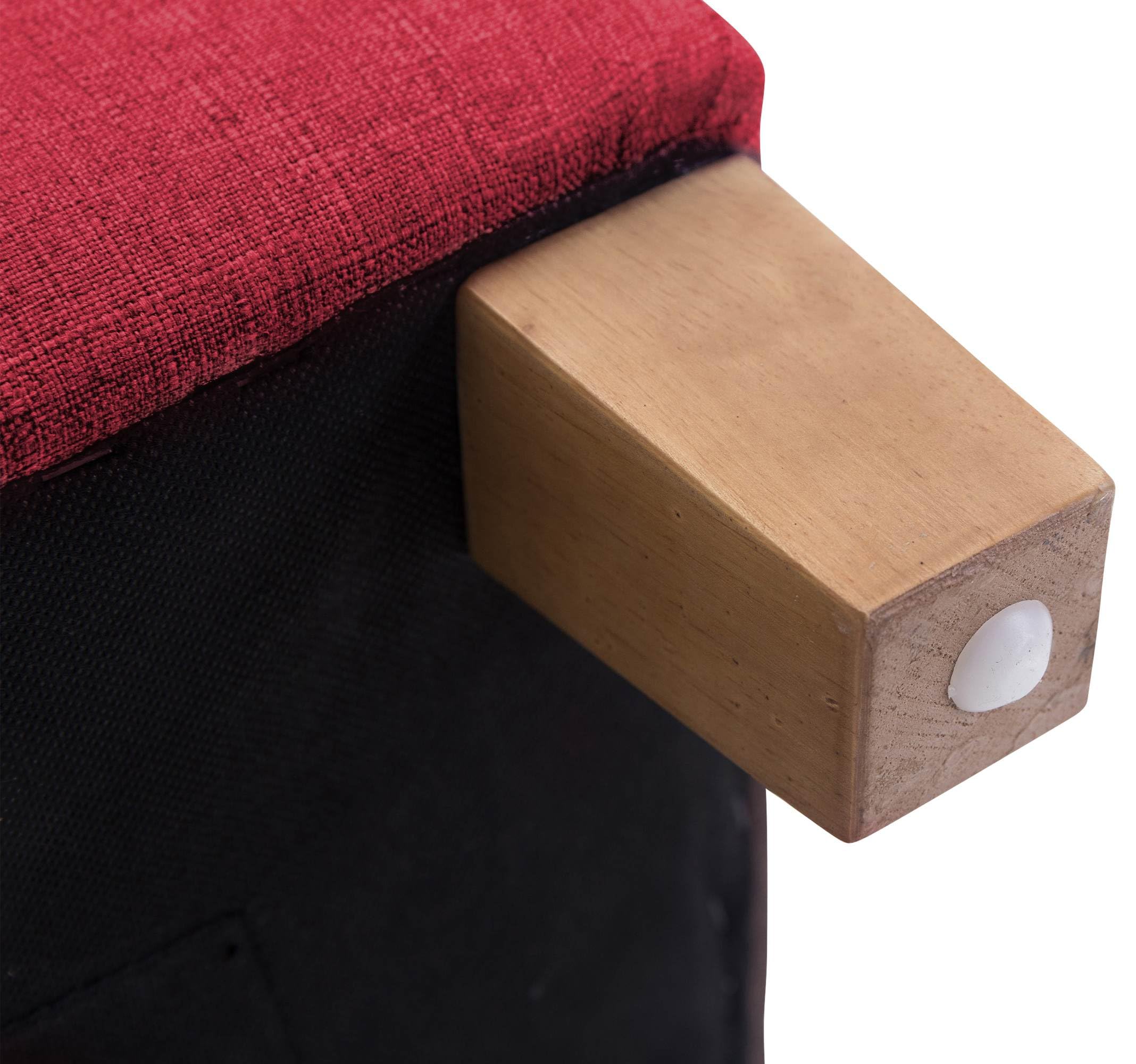CLP Poggiapiedi Divano Pharao I Sgabello Pouf Capitonné Imbottito in Stoffa I Sgabello Basso Salotto Piedini in Legno, Colore:Rosso