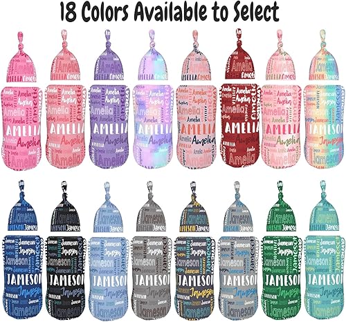 Miniatura 9 de Manta personalizada para bebé y sombrero con lazo para niñas y niños con nombre, mantas de bebé personalizadas para niñas y niños con nombre,