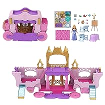 Mattel Disney Princess – Castello Carrozza, playset trasformabile 2 in 1 con mini bambola Aurora, include 3 piani, 6 aree di gioco, 4 personaggi, e accessori, giocattolo per bambini, 3+ anni, HWX17