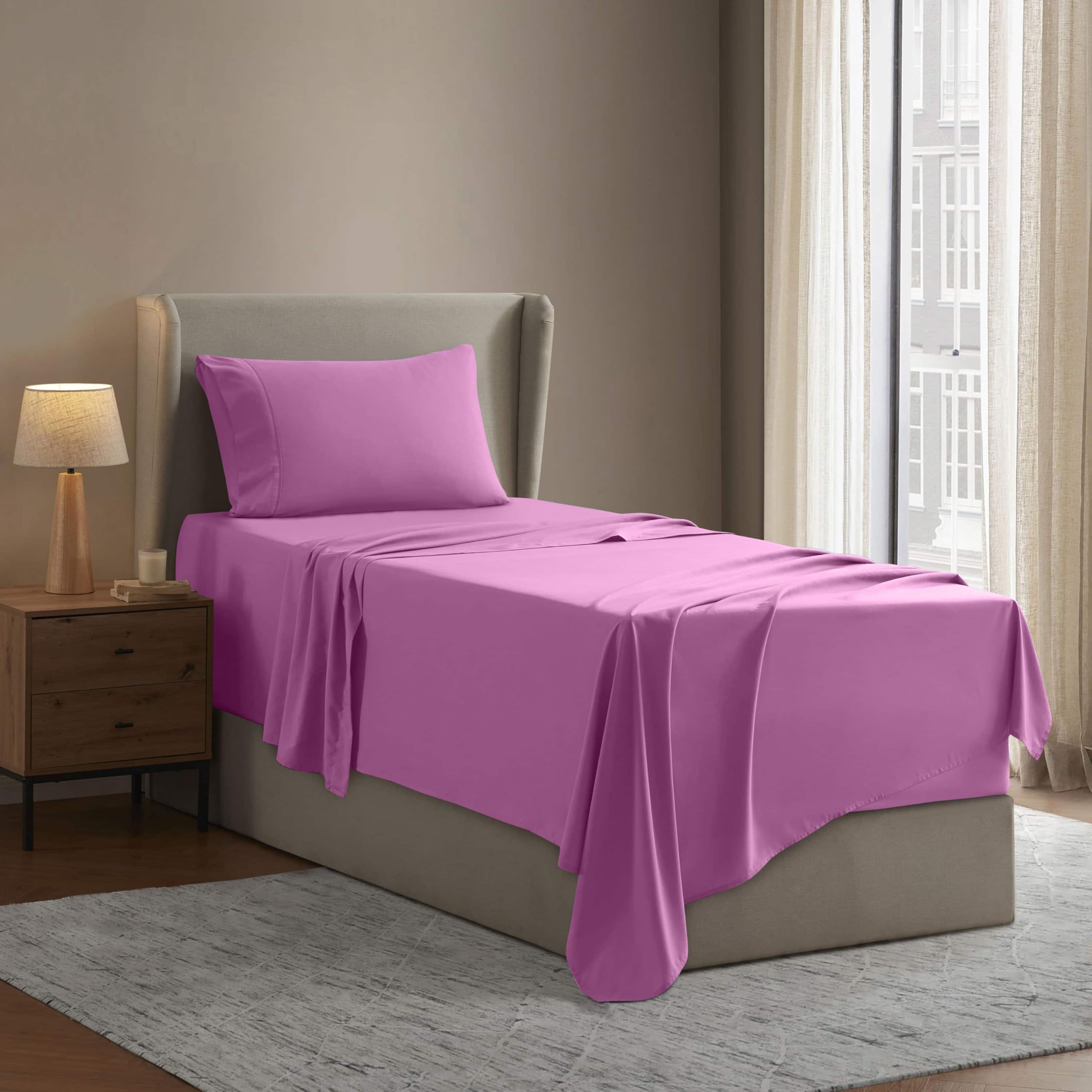 Nestl Twin Bed Sheet Set - Light Pink - Instantly Soft Microfiber, No Break-in Wash - 4-Piece Deep Pocket Sheets & Pillowcases, Stays Put All Night — image 1