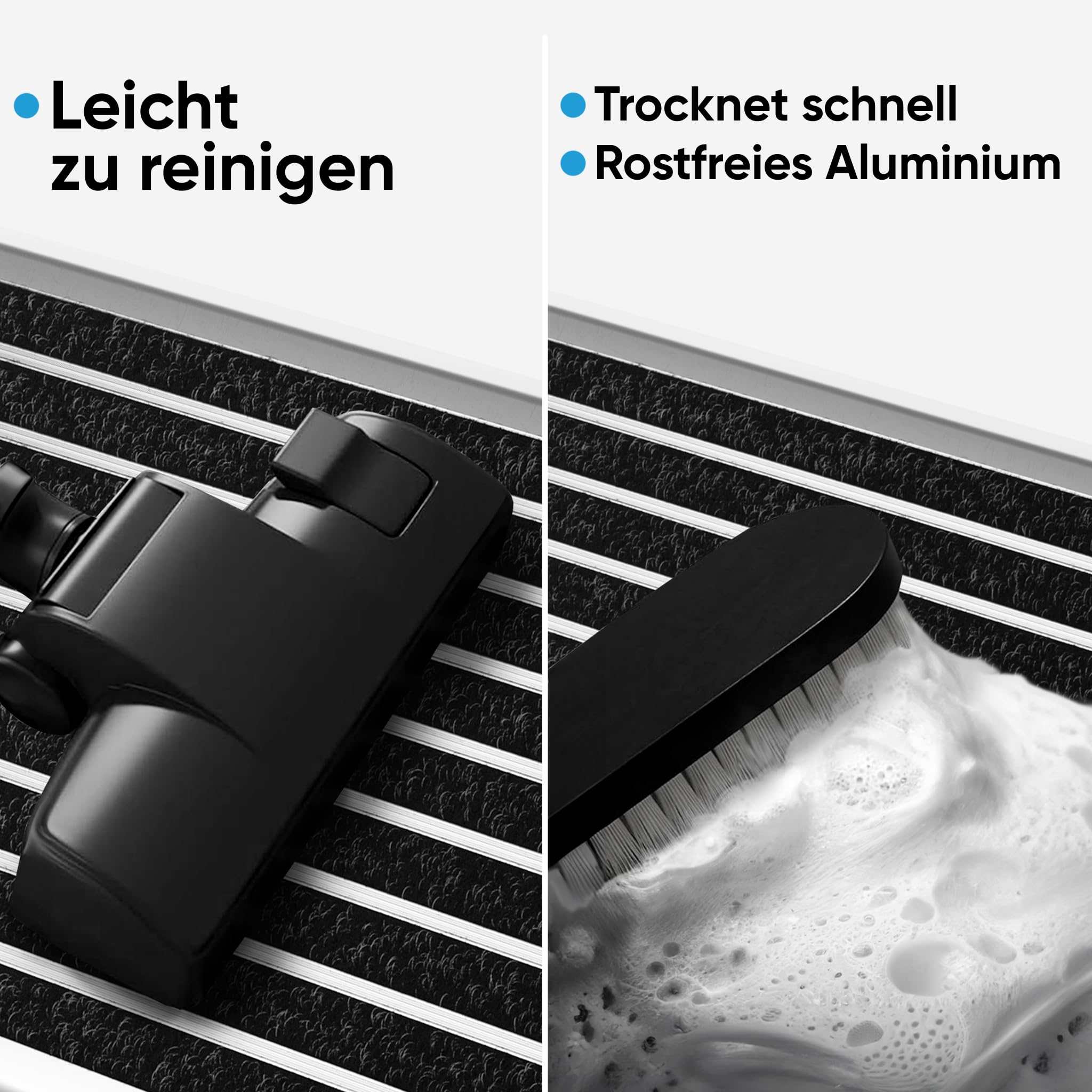 Fußmatte außen grau 80 x 50 cm, Aluminium Fußmatten, Fußabtreter außen, Schmutzfang Alu, Schmutzfangmatte Außenbereich, Fussmatte Aussenbereich, Türmatte außen, Fußabstreifer Hauseingang, Abtreter