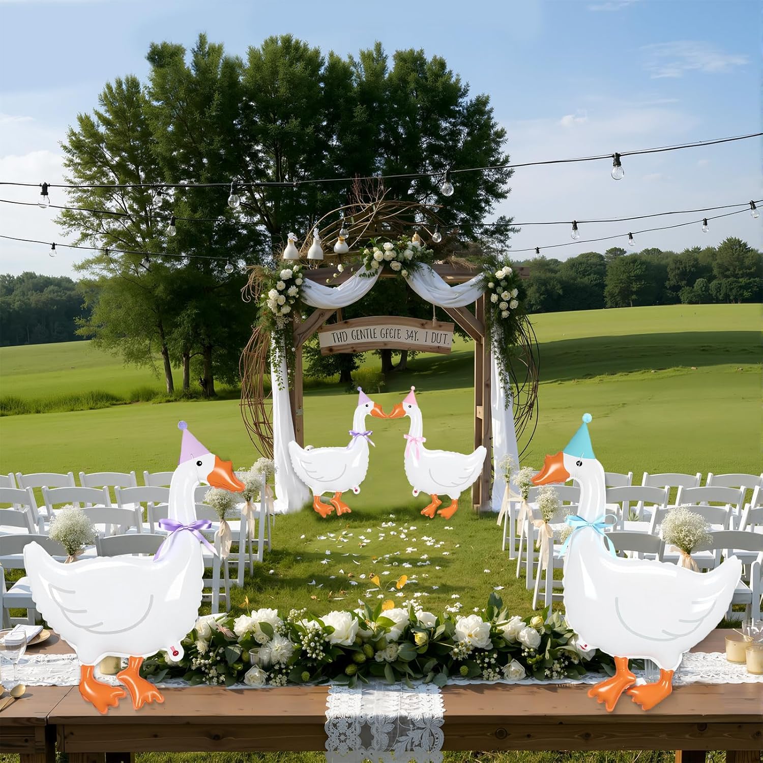 12 Set 32'' One Silly Goose Birthday Decorations Balloons with Bow Party Hat Silly Goose 1st Birthday Party Decor Supplies for Baby Showers Photo Props